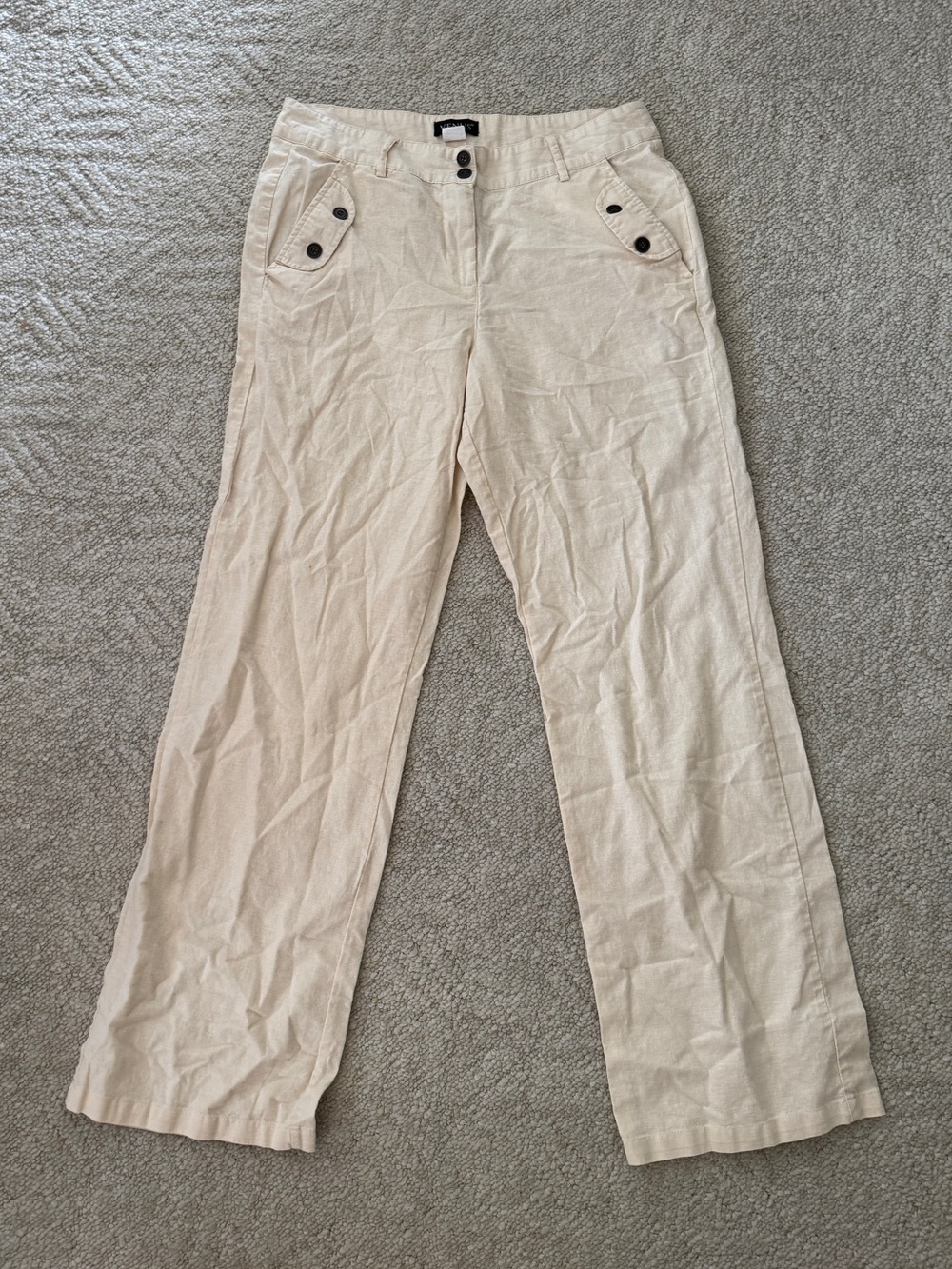 VENUS Cream Casual Wide Leg Linen Trousers Ladies Size 12